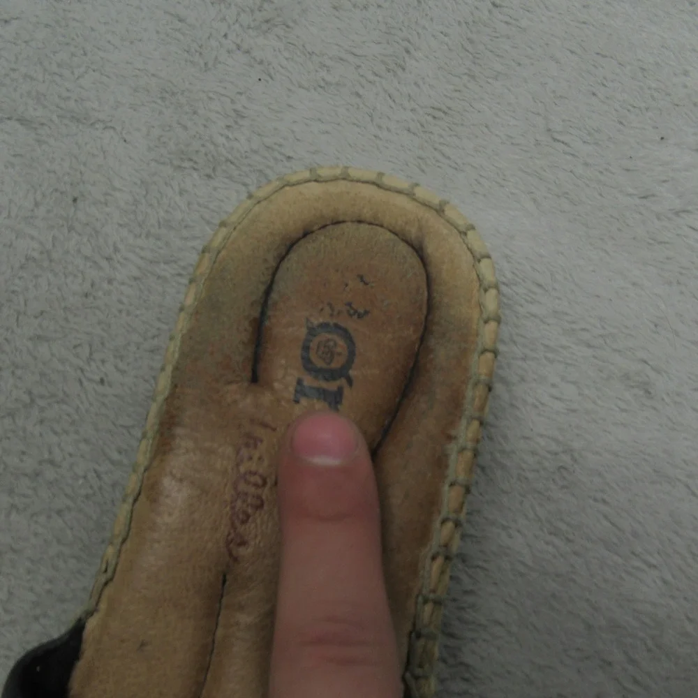 Born Womens 7M Sandals Brown Leather Espadrille Slide Flats Casual Comfort Slide